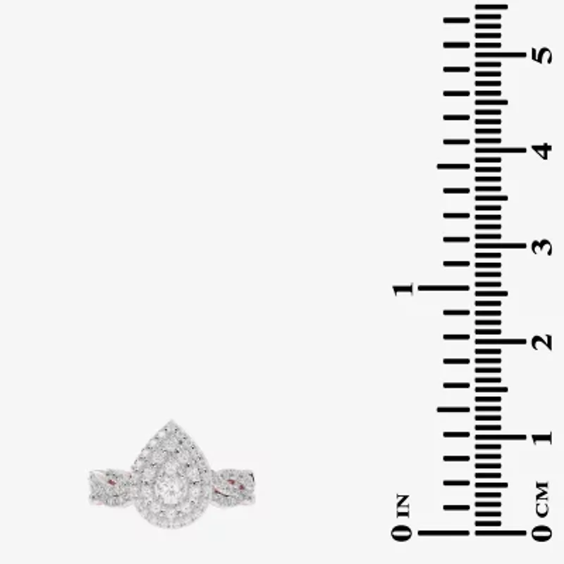 Womens CT. T.W. Natural White Diamond 10K Gold Pear Side Stone Halo Bridal Set