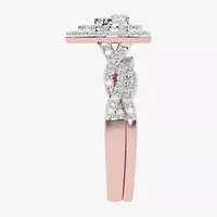 Womens CT. T.W. Natural White Diamond 10K Gold Pear Side Stone Halo Bridal Set