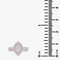 Womens 1/2 CT. T.W. Natural White Diamond 10K Gold Marquise Side Stone Halo Bridal Set