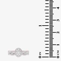 Womens / CT. T.W. Natural White Diamond 10K Gold Oval Side Stone Halo Bridal Set