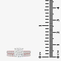 (G-H / Vs2-Si1) Womens 2 1/2 CT. T.W. Lab Grown White Diamond 14K Gold Cushion Side Stone Bridal Set