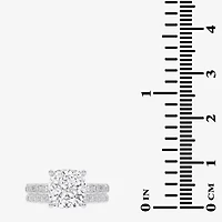 (G-H / Vs2-Si1) Womens 4 CT. T.W. Lab Grown White Diamond 14K Gold Cushion Side Stone Bridal Set