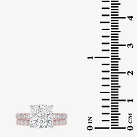 Signature By Modern Bride (G-H / Vs2-Si1) Womens 4 CT. T.W. Lab Grown White Diamond 14K Gold Cushion Side Stone Bridal Set