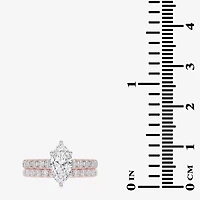 (G-H / Vs2-Si1) Womens 2 CT. T.W. Lab Grown White Diamond 14K Gold Marquise Side Stone Bridal Set