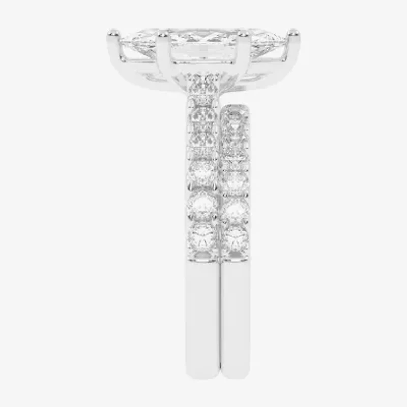 Signature By Modern Bride (G-H / Vs2-Si1) Womens 3 CT. T.W. Lab Grown White Diamond 14K Gold Marquise Side Stone Bridal Set