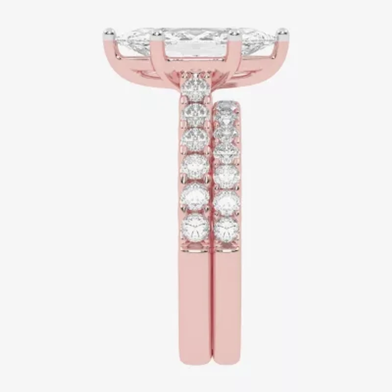 Signature By Modern Bride (G-H / Vs2-Si1) Womens 3 CT. T.W. Lab Grown White Diamond 14K Gold Marquise Side Stone Bridal Set