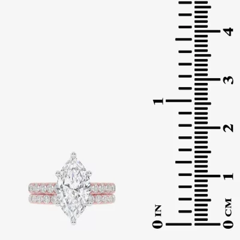 Signature By Modern Bride (G-H / Vs2-Si1) Womens 4 CT. T.W. Lab Grown White Diamond 14K Gold Marquise Side Stone Bridal Set
