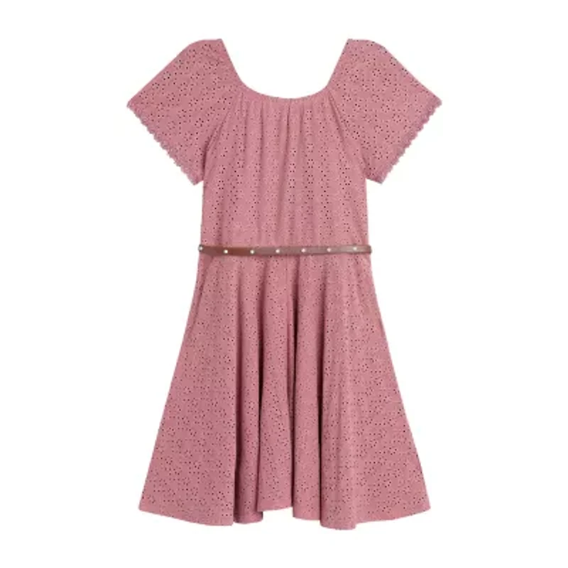 Knit Works Little & Big Kid Girls Short Sleeve Midi Skater Dress