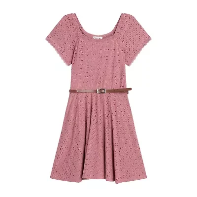 Knit Works Little & Big Kid Girls Short Sleeve Midi Skater Dress