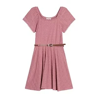 Knit Works Little & Big Kid Girls Short Sleeve Midi Skater Dress