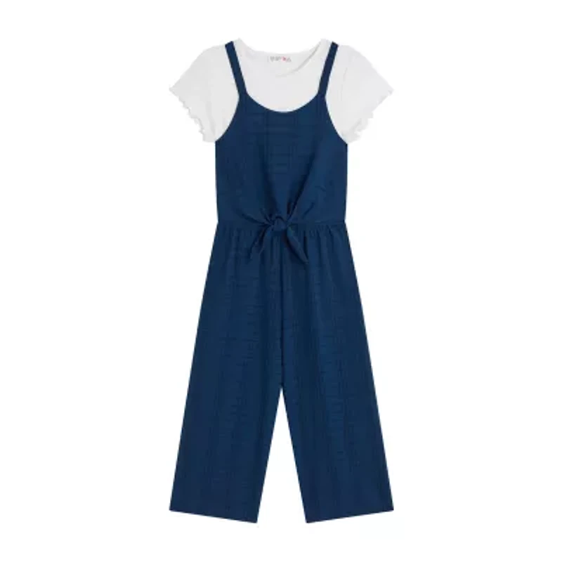 Knit Works Big Kid Girls Round Neck Short Sleeve 2-pc. Jumpsuit