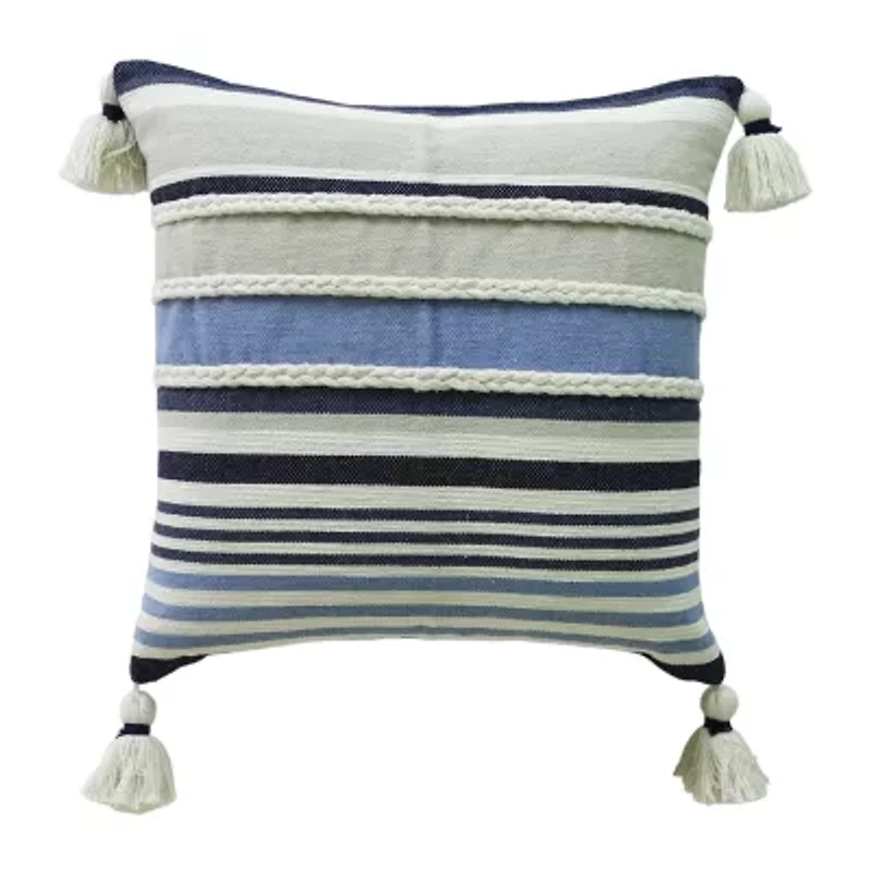 Vibhsa Braided Textured Stripe Square Throw Pillow