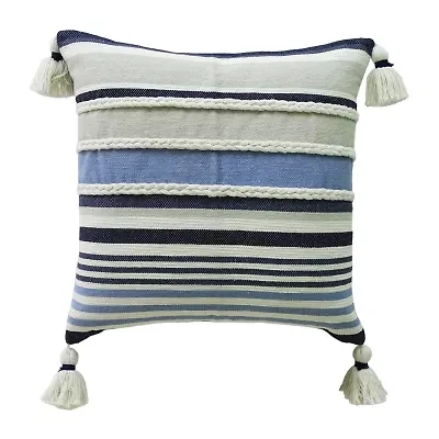 Vibhsa Braided Textured Stripe Square Throw Pillow