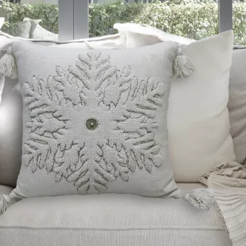 Vibhsa Christmas Snowflake Square Throw Pillow