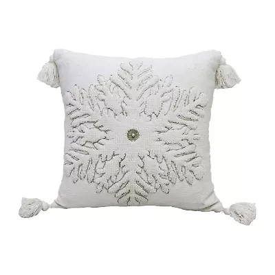 Vibhsa Christmas Snowflake Square Throw Pillow