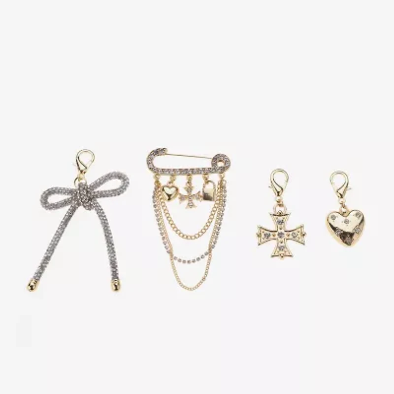 Bijoux Bar Gold Tone Cross Heart Shoe Charm