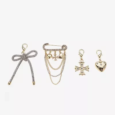 Bijoux Bar Gold Tone Cross Heart Shoe Charm