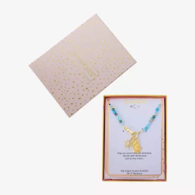 Footnotes Womens Glass 10K Gold Over Brass 16 Inch Beaded Necklace