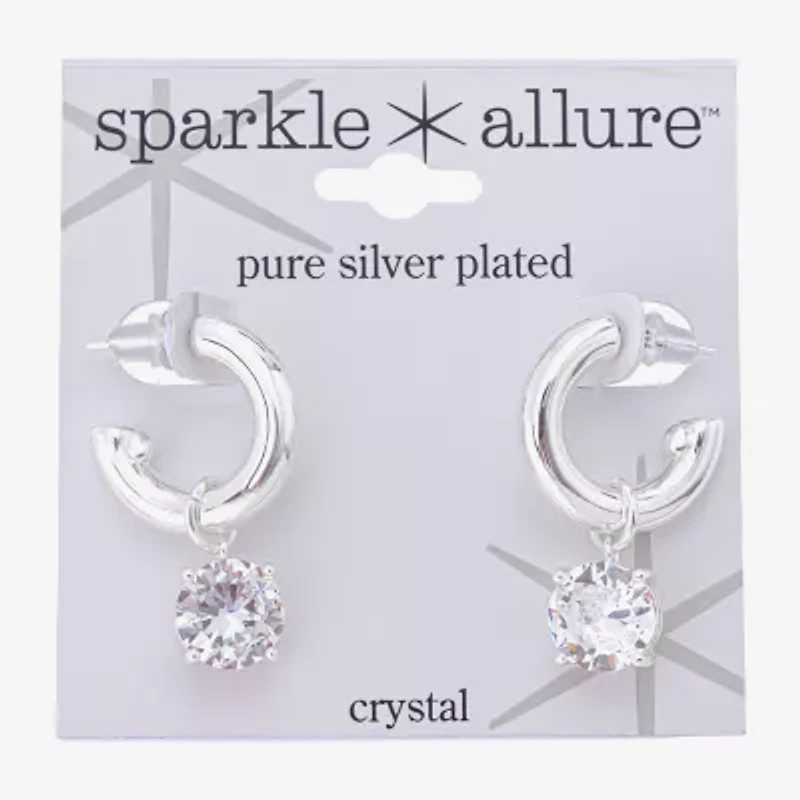 Sparkle Allure Womens Crystal 17.9mm Round Hoop Earrings