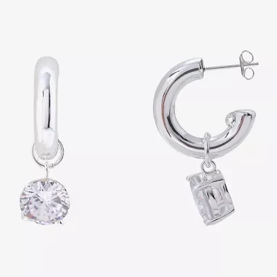Sparkle Allure Womens Crystal 17.9mm Round Hoop Earrings