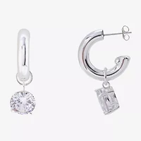Sparkle Allure Womens Crystal 17.9mm Round Hoop Earrings