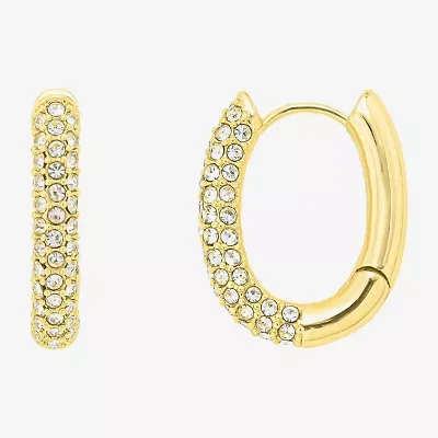 Sparkle Allure Silver Reflections Womens Glass 10K Gold Over Brass 19.7mm Hoop Earrings