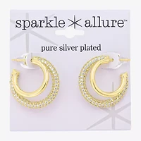 Sparkle Allure Silver Reflections Womens Glass 10K Gold Over Brass 25.1mm Hoop Earrings