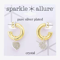 Sparkle Allure Womens Crystal 10K Gold Over Brass 17.9mm Heart Hoop Earrings