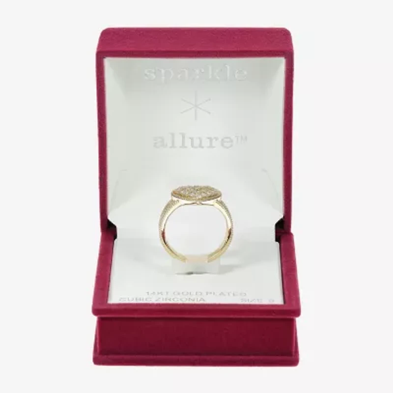 Sparkle Allure Womens Cubic Zirconia 14K Gold Over Brass Heart Cocktail Ring