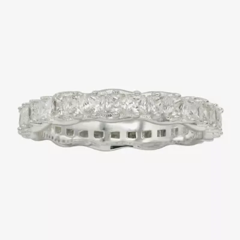 Sparkle Allure Womens 3.5MM Cubic Zirconia Pure Silver Over Brass Marquise Eternity Band