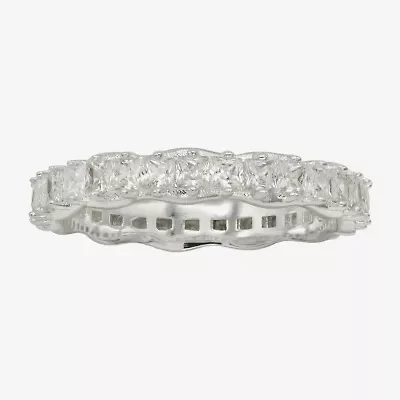 Sparkle Allure Womens 3.5MM Cubic Zirconia Pure Silver Over Brass Marquise Eternity Band