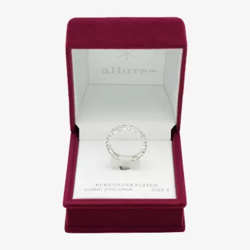 Sparkle Allure Womens 3.5MM Cubic Zirconia Pure Silver Over Brass Marquise Eternity Band