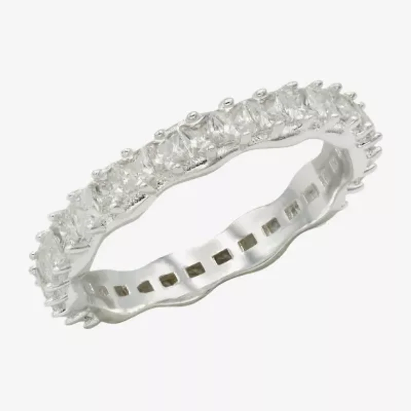 Sparkle Allure Womens 3.5MM Cubic Zirconia Pure Silver Over Brass Marquise Eternity Band