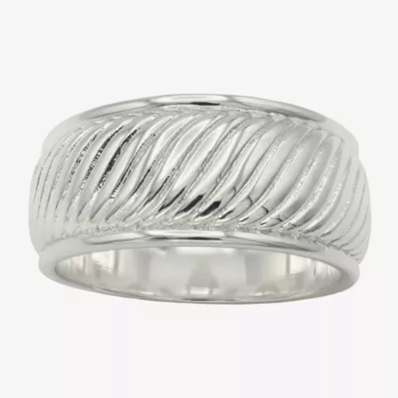 Sparkle Allure Womens 9.5MM Pure Silver Over Brass Band