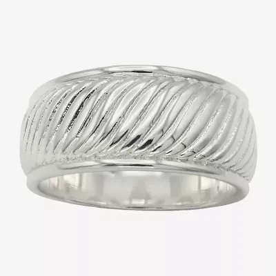 Sparkle Allure Womens 9.5MM Pure Silver Over Brass Band