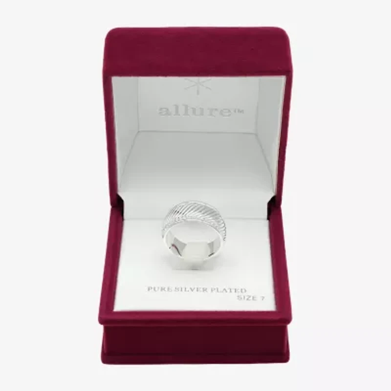 Sparkle Allure Womens 9.5MM Pure Silver Over Brass Band