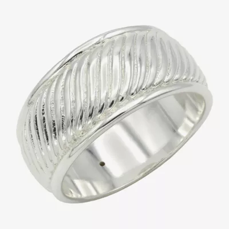 Sparkle Allure Womens 9.5MM Pure Silver Over Brass Band