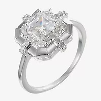 Sparkle Allure Womens Cubic Zirconia Pure Silver Over Brass Cushion Cocktail Ring