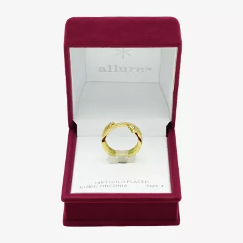Sparkle Allure Womens 4MM Cubic Zirconia 14K Gold Over Brass Star Band