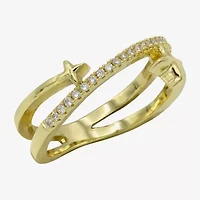 Sparkle Allure Womens 4MM Cubic Zirconia 14K Gold Over Brass Star Band
