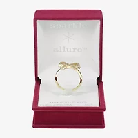 Sparkle Allure Womens 2MM Cubic Zirconia 14K Gold Over Brass Bow Band