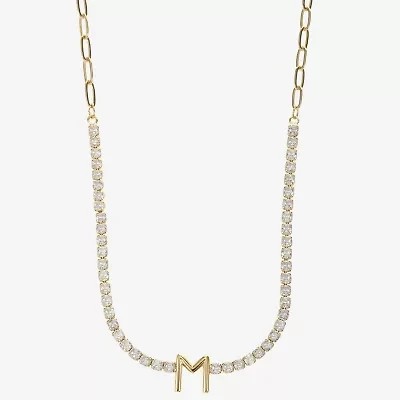 Sparkle Allure Womens Cubic Zirconia 14K Gold Over Brass 16 Inch Tennis Necklace