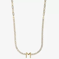 Sparkle Allure Womens Cubic Zirconia 14K Gold Over Brass 16 Inch Tennis Necklace