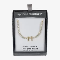Sparkle Allure Womens Cubic Zirconia 14K Gold Over Brass 16 Inch Tennis Necklace