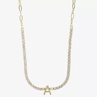 Sparkle Allure Womens Cubic Zirconia 14K Gold Over Brass 16 Inch Tennis Necklace