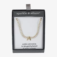 Sparkle Allure Womens Cubic Zirconia 14K Gold Over Brass 16 Inch Tennis Necklace