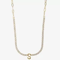Sparkle Allure Womens Cubic Zirconia 14K Gold Over Brass 16 Inch Tennis Necklace