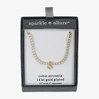 Sparkle Allure Womens Cubic Zirconia 14K Gold Over Brass 16 Inch Tennis Necklace
