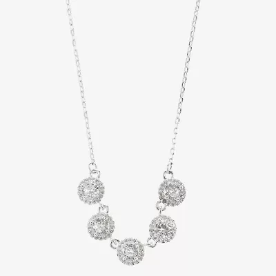 Sparkle Allure Womens Pure Silver Over Brass 18 Inch Collar Necklace