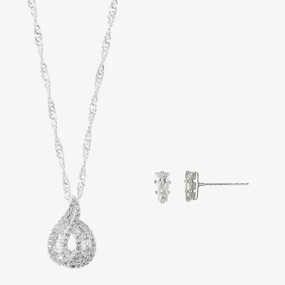 Sparkle Allure Womens Cubic Zirconia Pure Silver Over Brass 2-pc. Jewelry Set
